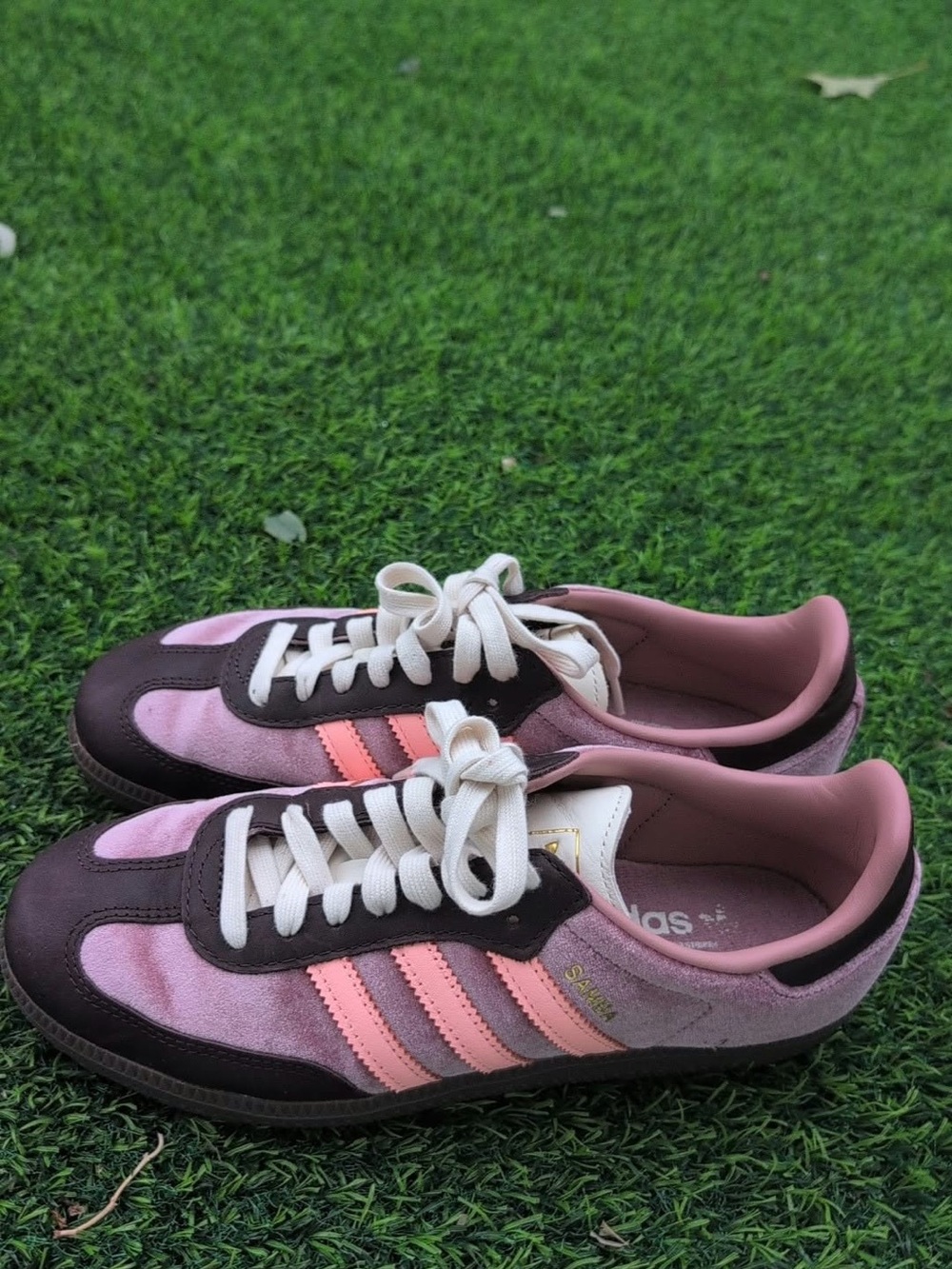 adidas Women's Pink and Brown Suede Retro Sneakers